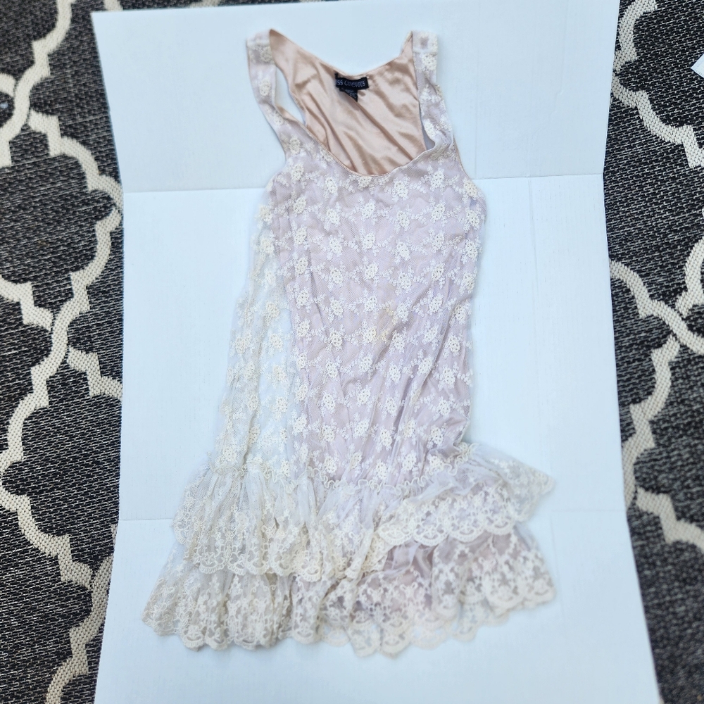 Miss Chievous Lace Drop Waist Dress M | Cream Boho Festival Bridal Casual